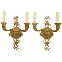 Pair of 19th c. French Directoire Style Gilt Bronze Sconces