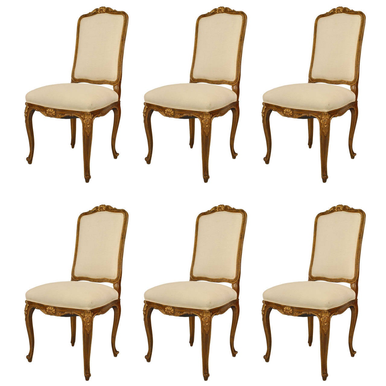 Set of 6 Turn of the Century French Louis XV Style High Back Side Chairs For Sale at 1stdibs