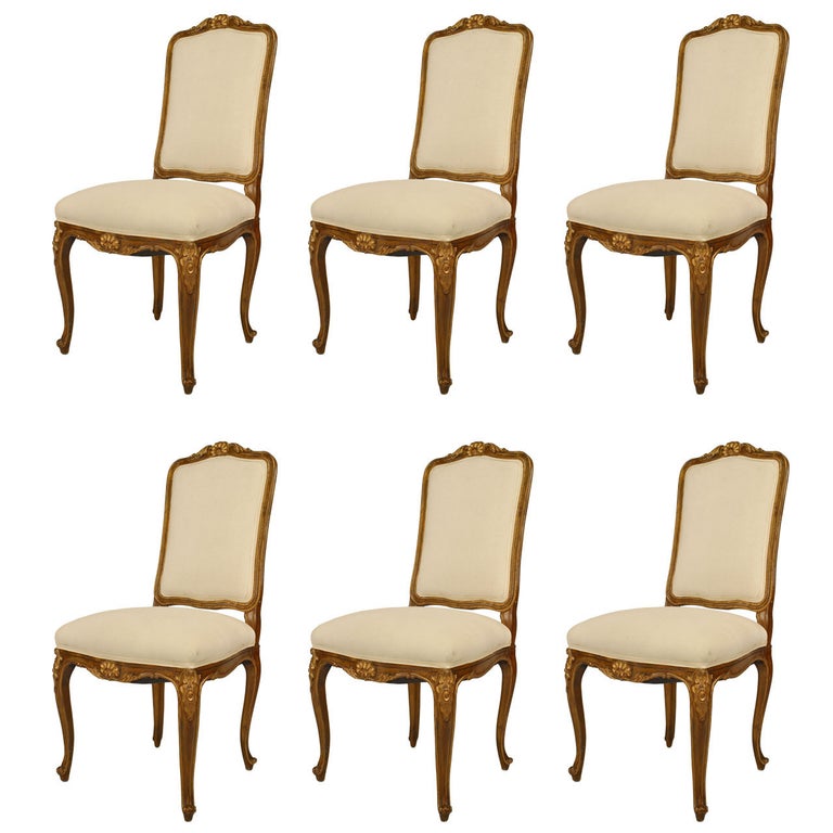 Set of 6 French Louis XV Painted Side Chairs For Sale at 1stDibs