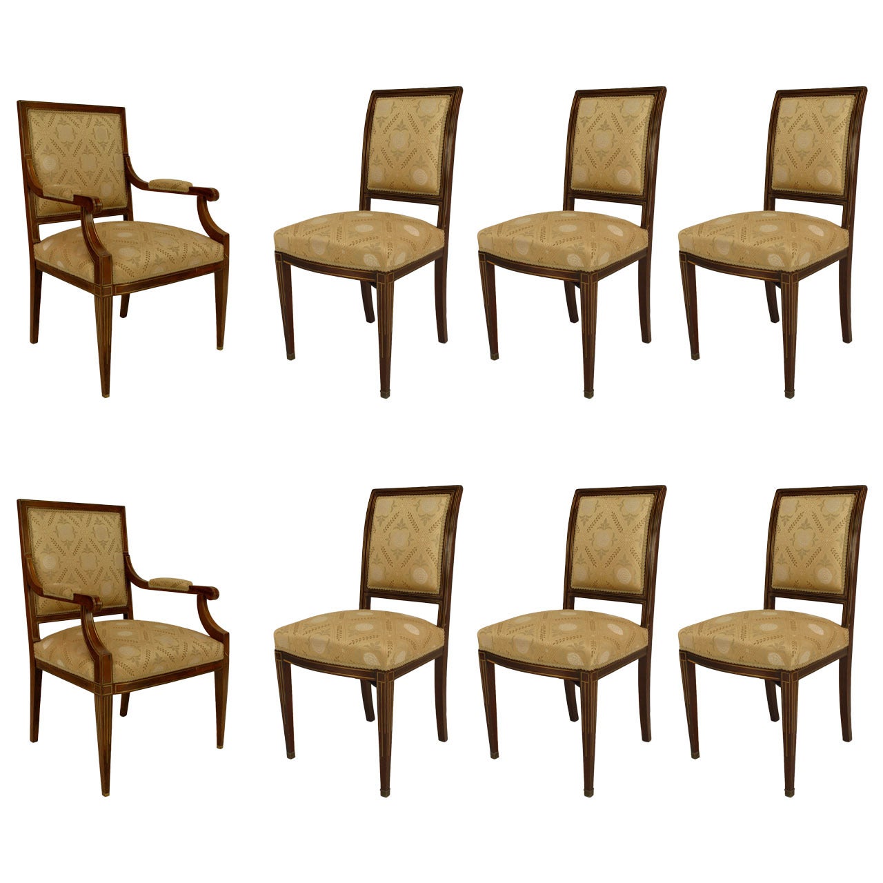 Set of 8 Continental Baltic Set of 8 Mahogany Chairs