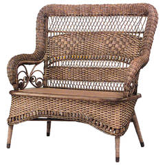 19th c. American Natural Wicker Loveseat by Larkin & Co. 11