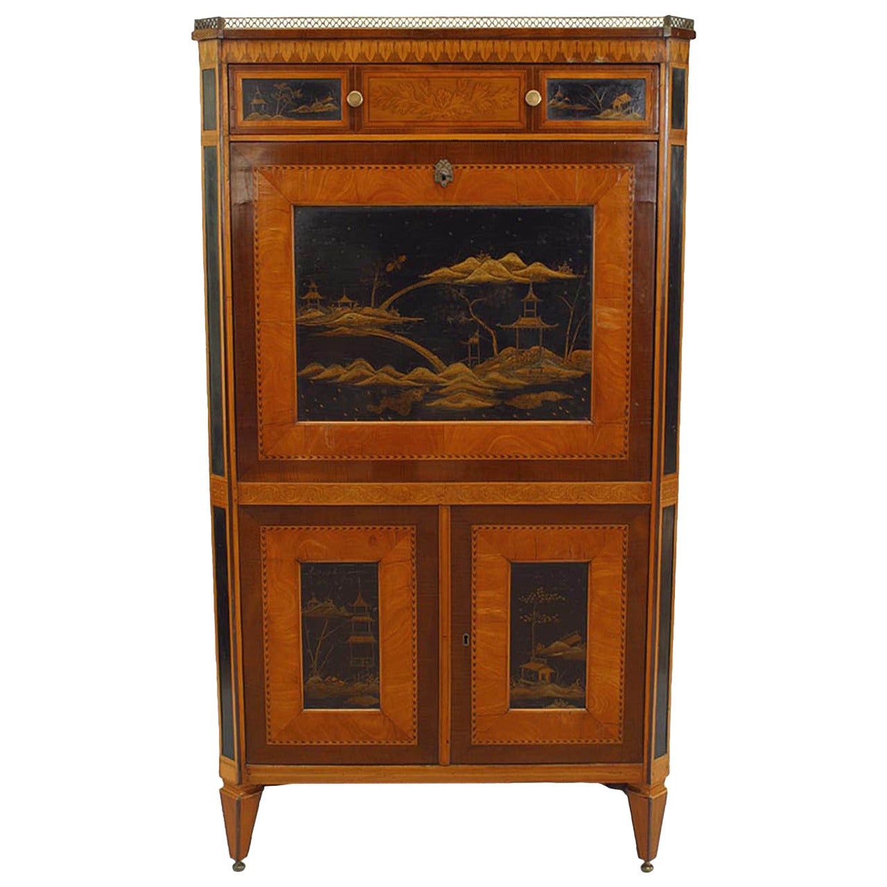 Continental Dutch Satinwood Secretary