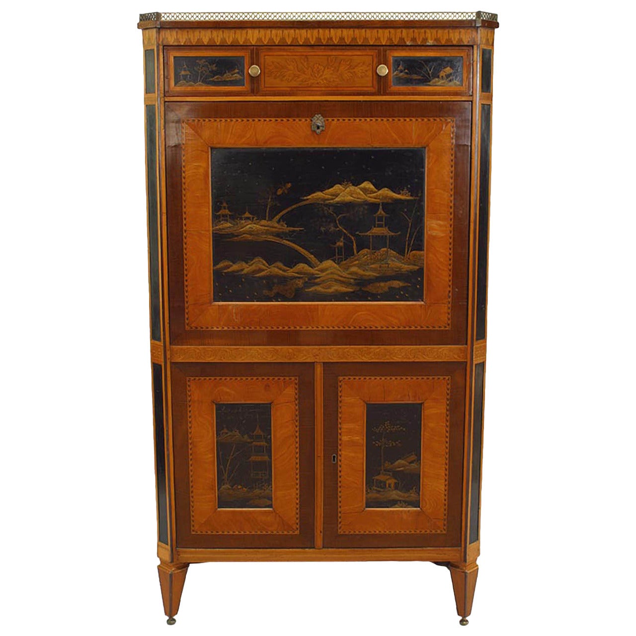 Continental Dutch Satinwood Secretary