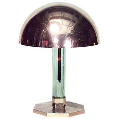French Art Deco Brass and Glass Table Lamp
