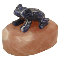 20th c. Lapis Lazuli and Rose Quartz Frog Sculpture 12