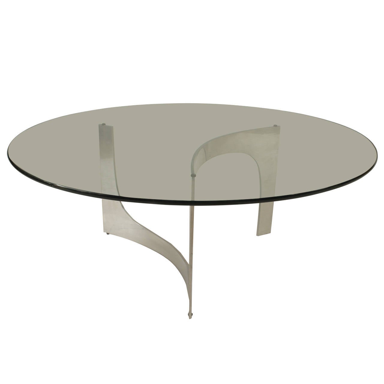 Late 20th c. American Aluminum and Glass Round Coffee Table For Sale at