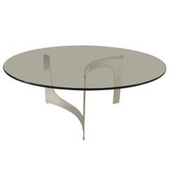 Late 20th c. American Aluminum & Glass Round Coffee Table