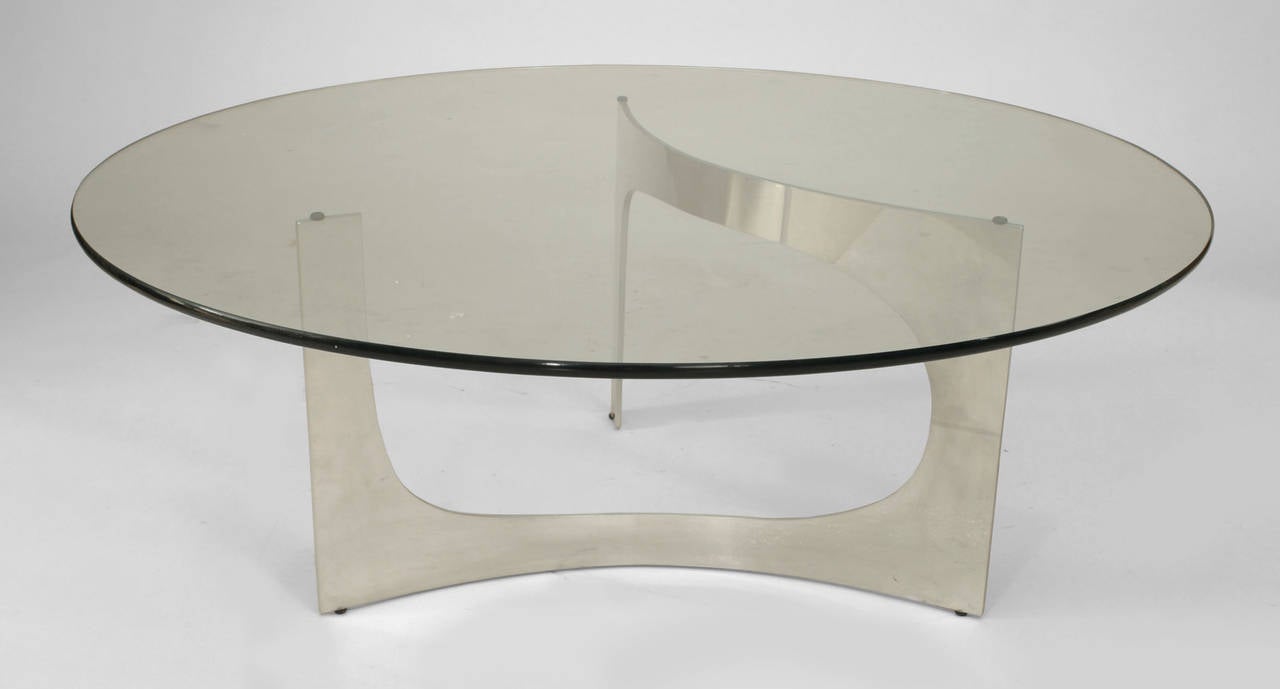 20th Century Late 20th c. American Aluminum & Glass Round Coffee Table