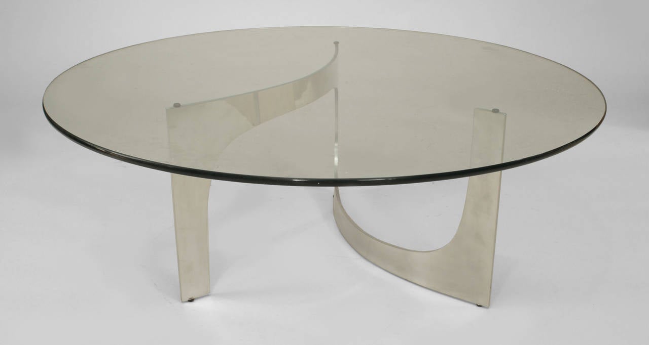 Late 20th c. American Aluminum & Glass Round Coffee Table 1