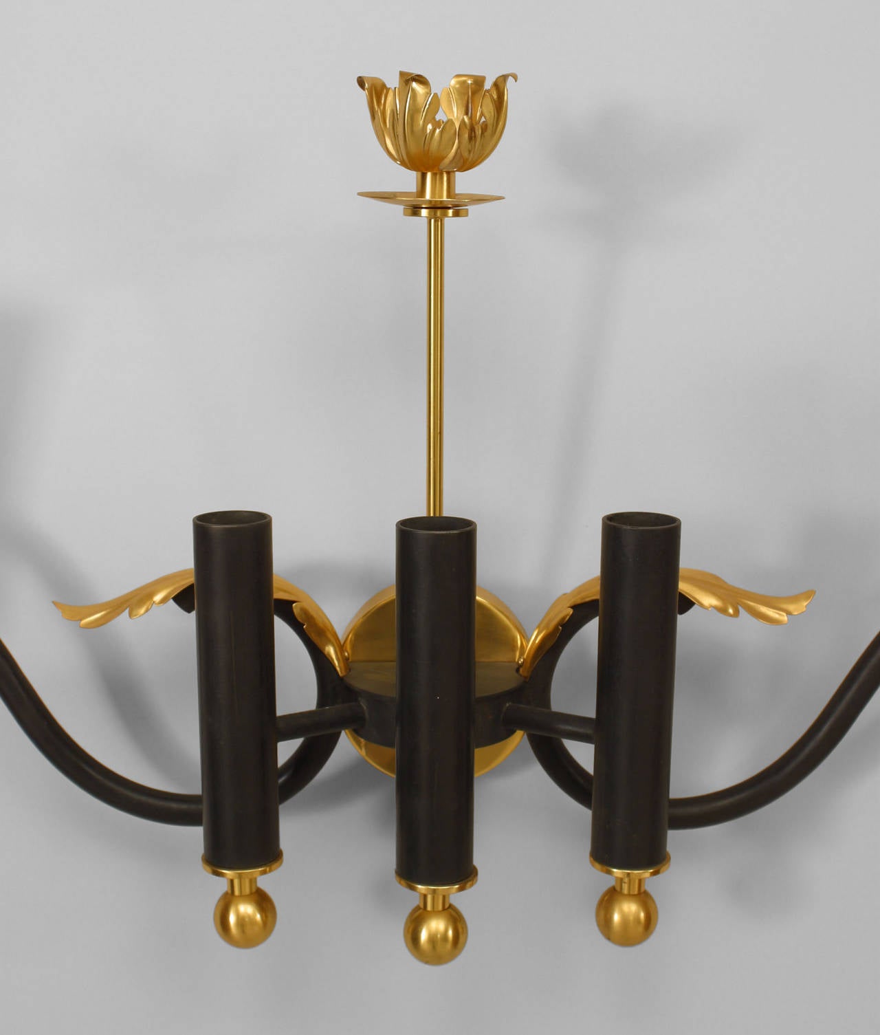 Pair of French Mid-Century Gilt Brass Wall Sconces In Excellent Condition For Sale In New York, NY