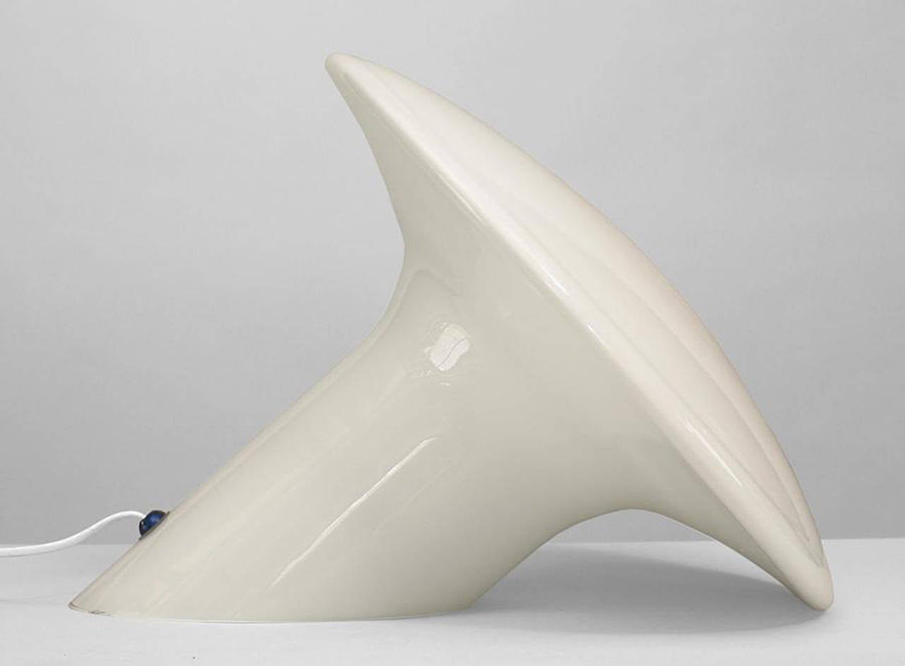 Mid-Century Modern Italian Murano Vistosi White Opaline Glass Mushroom Table Lamp For Sale