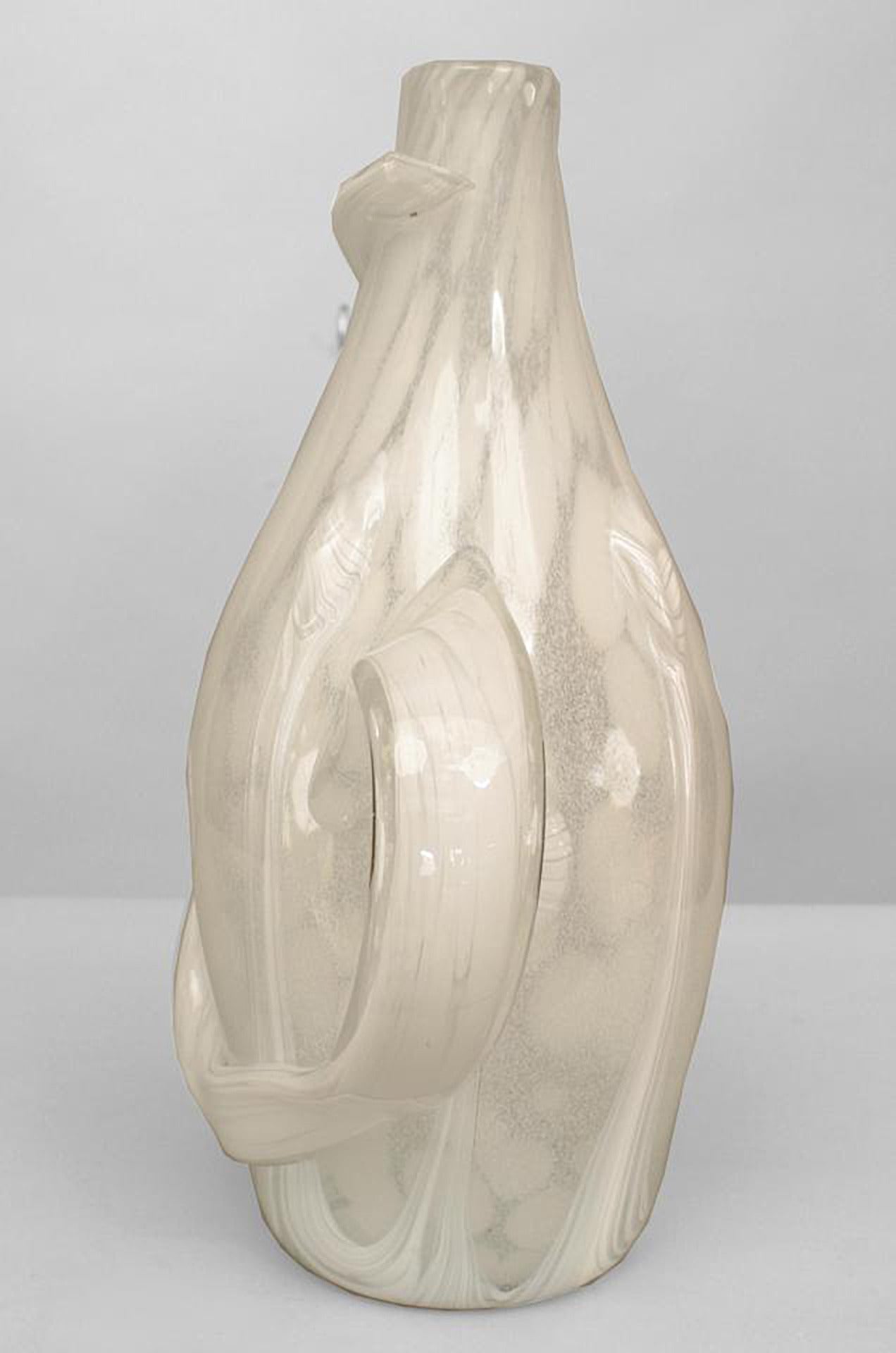 Mid-Century Modern French Post-War Gambier White Glass Vase For Sale