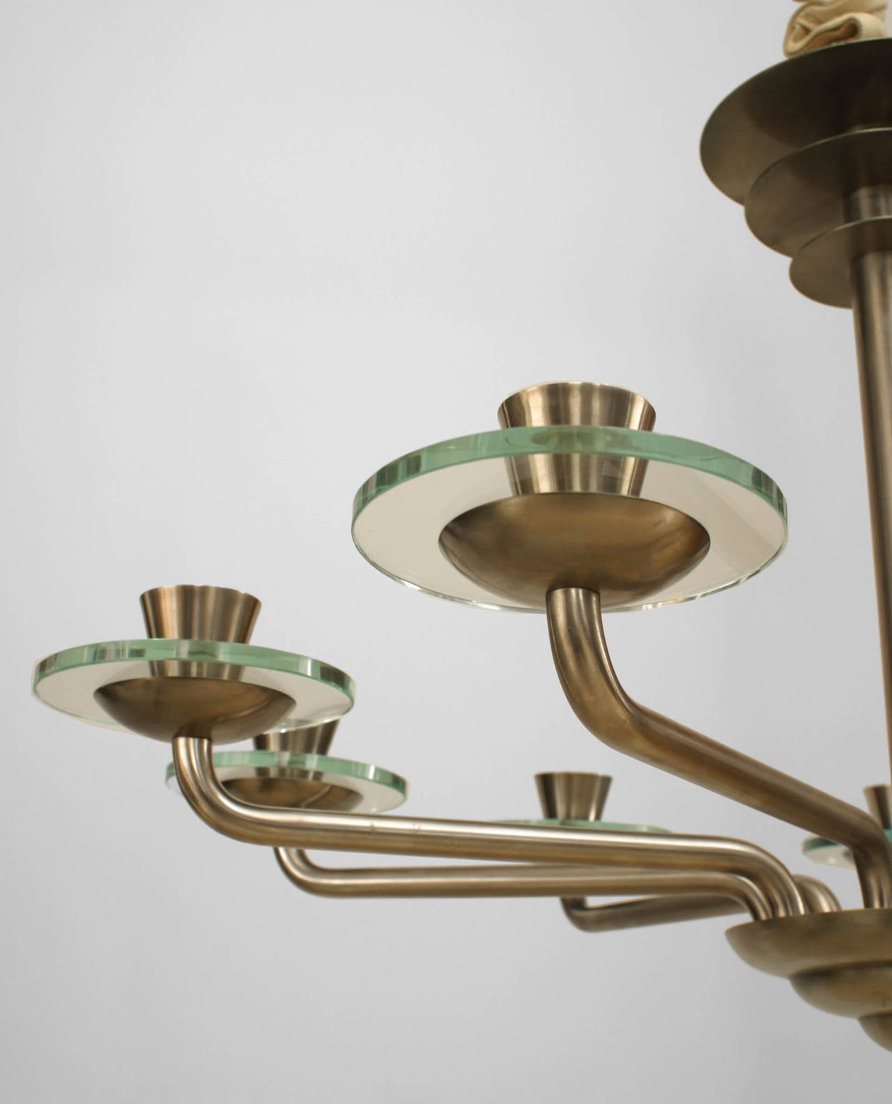 French Art Moderne Steel Disc Chandelier For Sale at 1stdibs