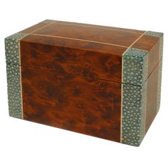 English Art Deco Burl Wood and Shagreen Box