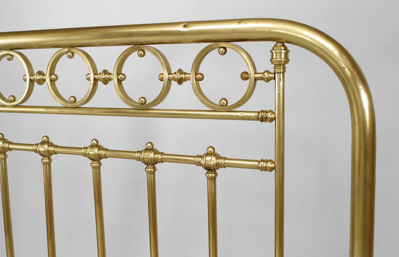 Victorian 19th c. American Brass Full-Sized Spindle Bed
