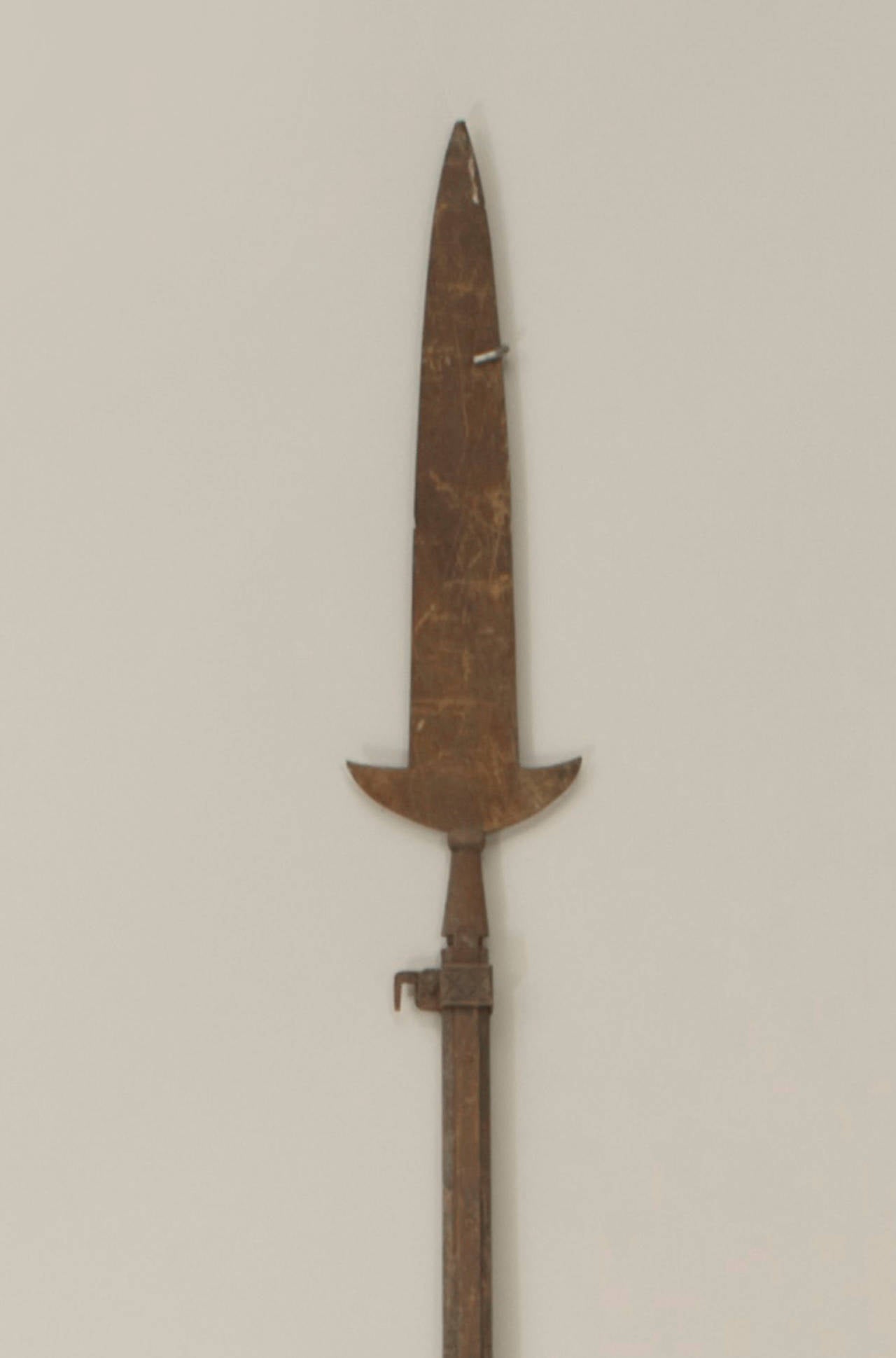 English Renaissance-style spear with simple wooden shaft and 32-inch iron blade.
