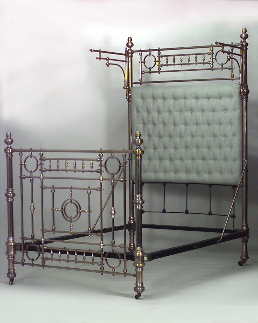 Dramatic 19th Century American Full Sized Brass Bed For Sale at 1stdibs