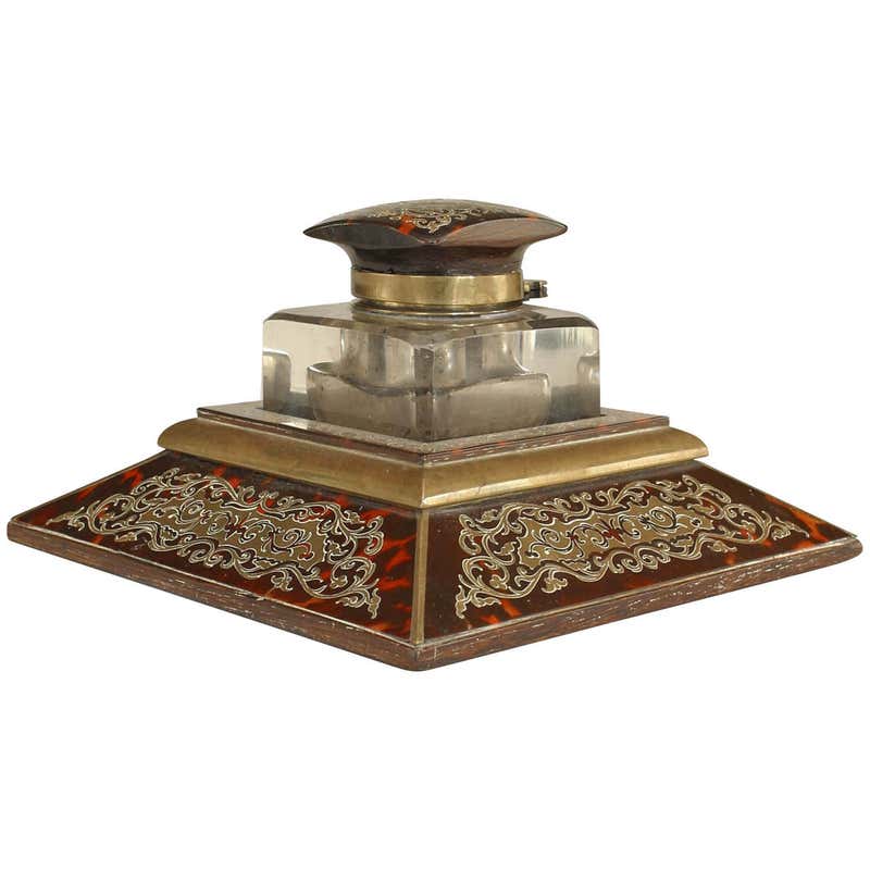 Renaissance Revival Brass Inkwell at 1stDibs
