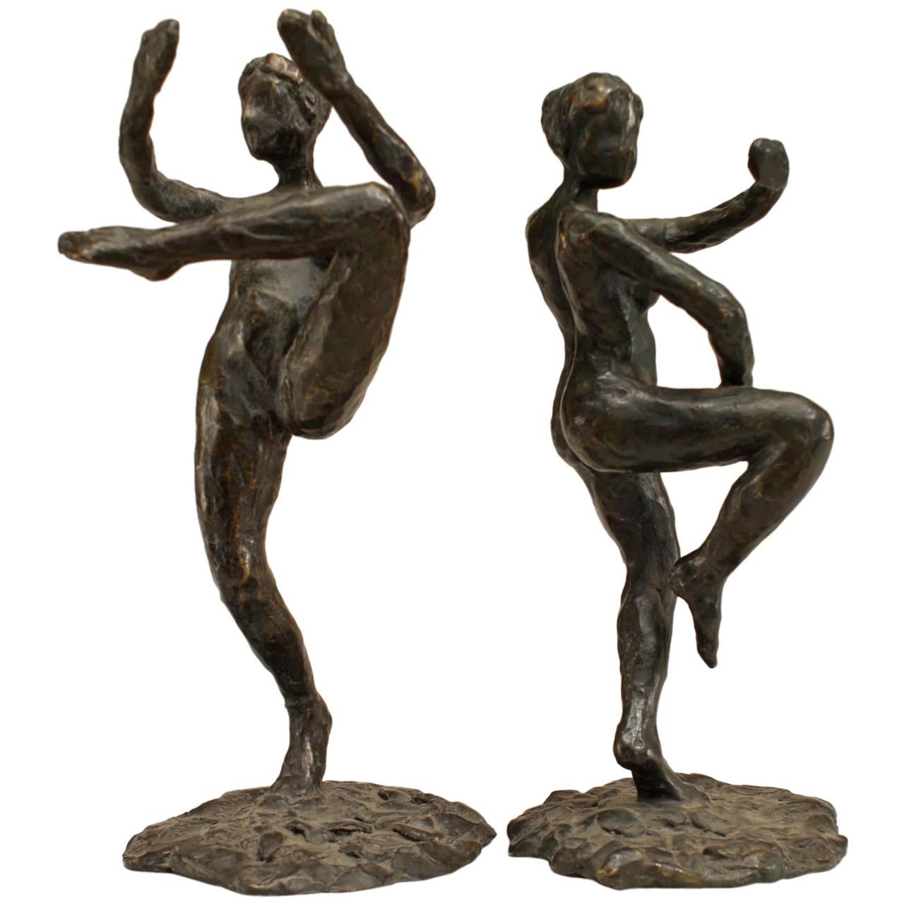 Paire de figures féminines en bronze LaRoche