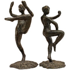 Vintage Pair of LaRoche Bronze Female Figures