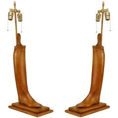 Antique Pair of 19th c. English Boot Stretcher Lamps