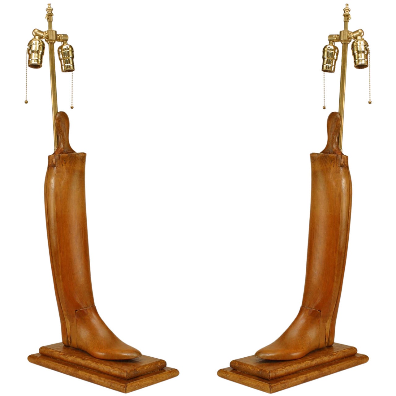 Pair of 19th c. English Boot Stretcher Lamps