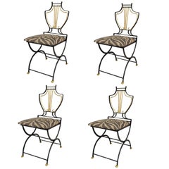 Set of 4 Outdoor American Art Moderne Lyre Side Chairs