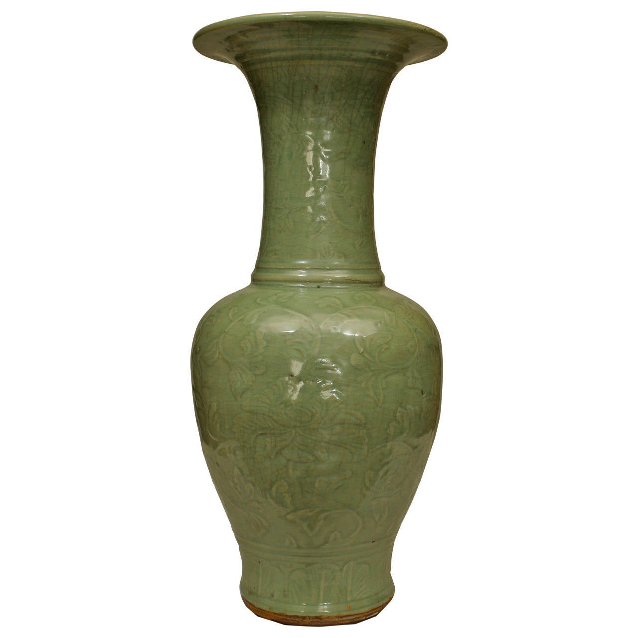 Chinese Ming Dynasty Molded Stoneware Yenyen Vase For Sale at 1stdibs