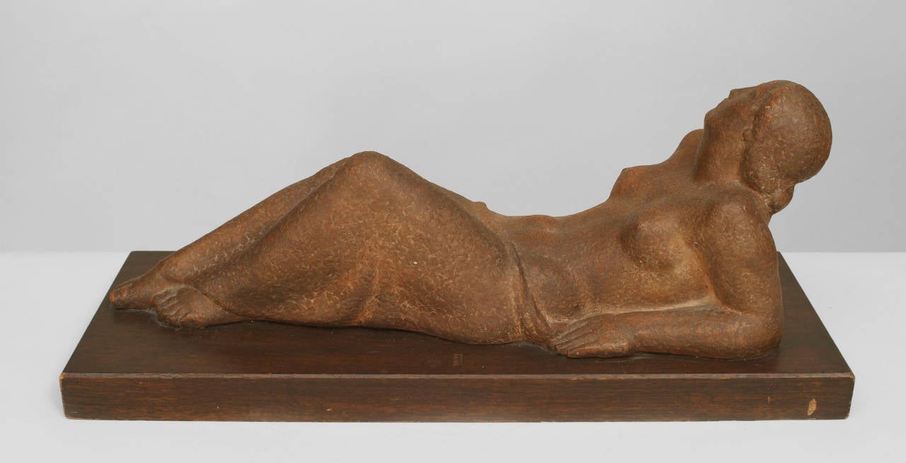 Mid-20th Century Art Moderne Terra-Cotta Nude Lady For Sale