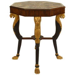 English Regency Gilt Trimmed Rosewood End Table with Marble Top 6