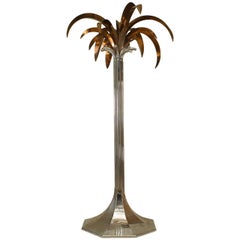 French Mid-Century Chrome and Copper Palm Tree