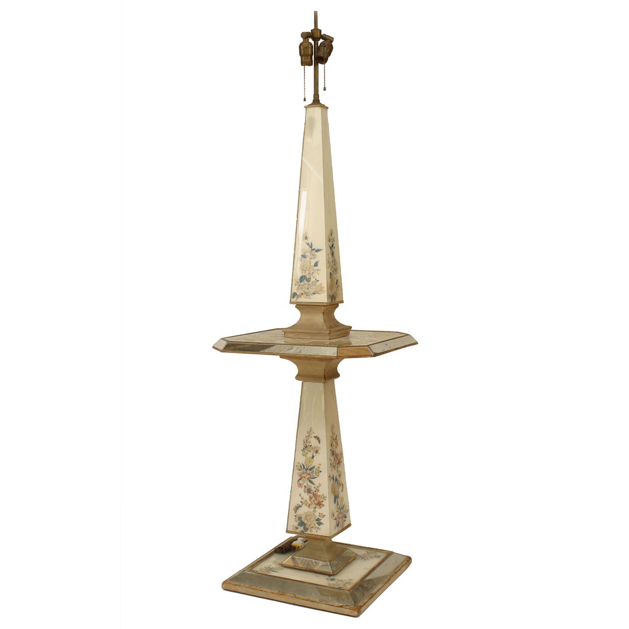 French Mid-Century Mirrored Obelisk Floor Lamps