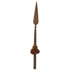English Renaissance Style Wood and Etched Iron Spear