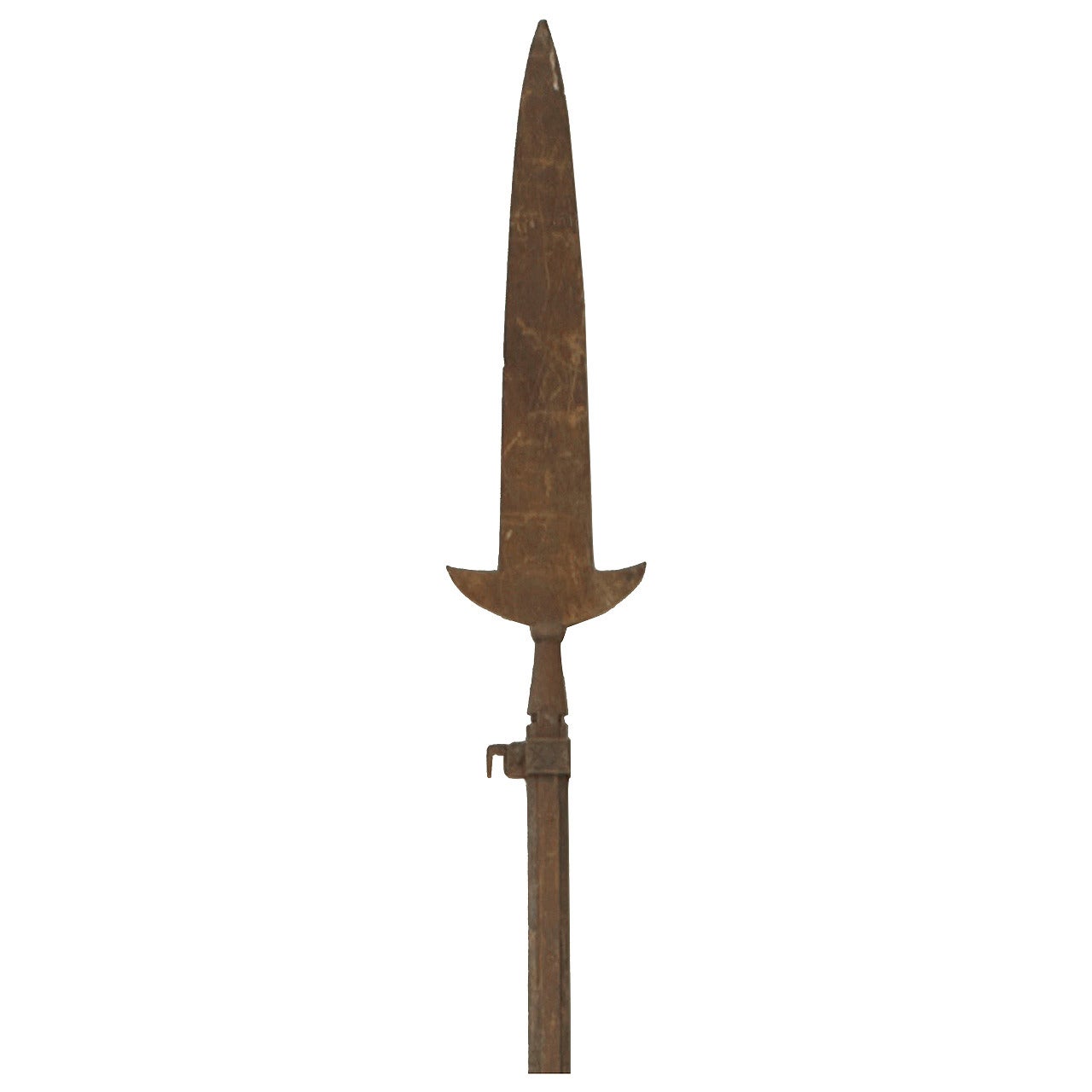 English Renaissance Style Wood and Iron Spear For Sale