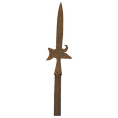 English Renaissance Style Steel and Leather Spear