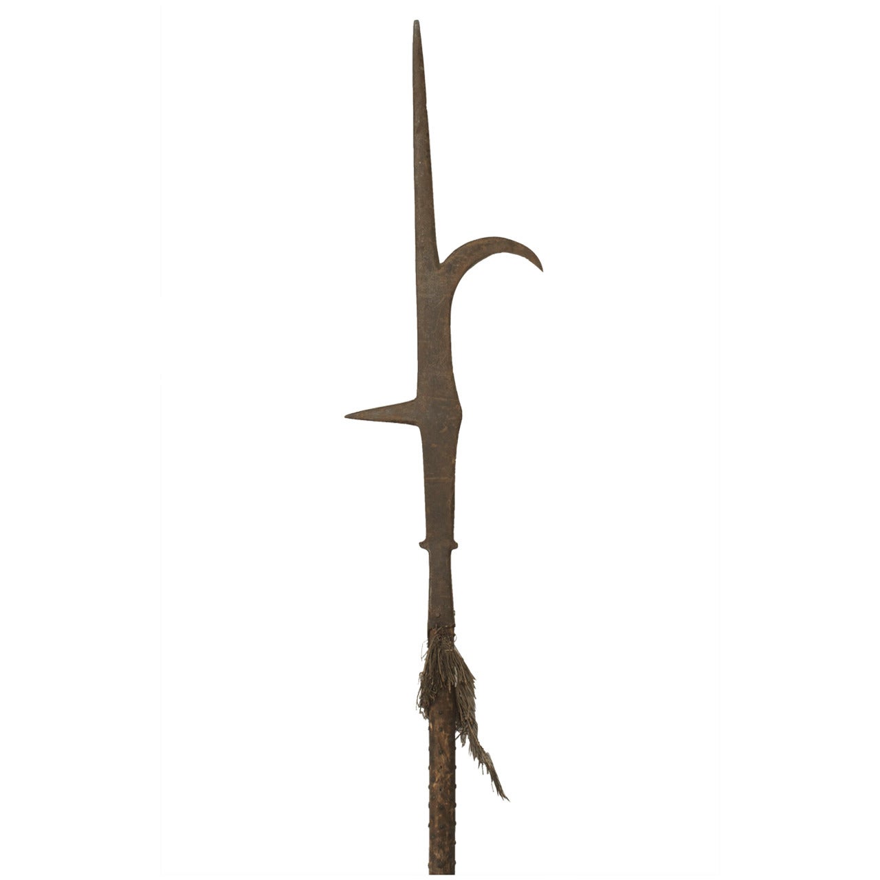 English Renaissance Style Wood and Iron Hooked Spear For Sale
