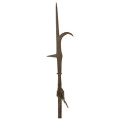 English Renaissance Style Wood and Iron Hooked Spear