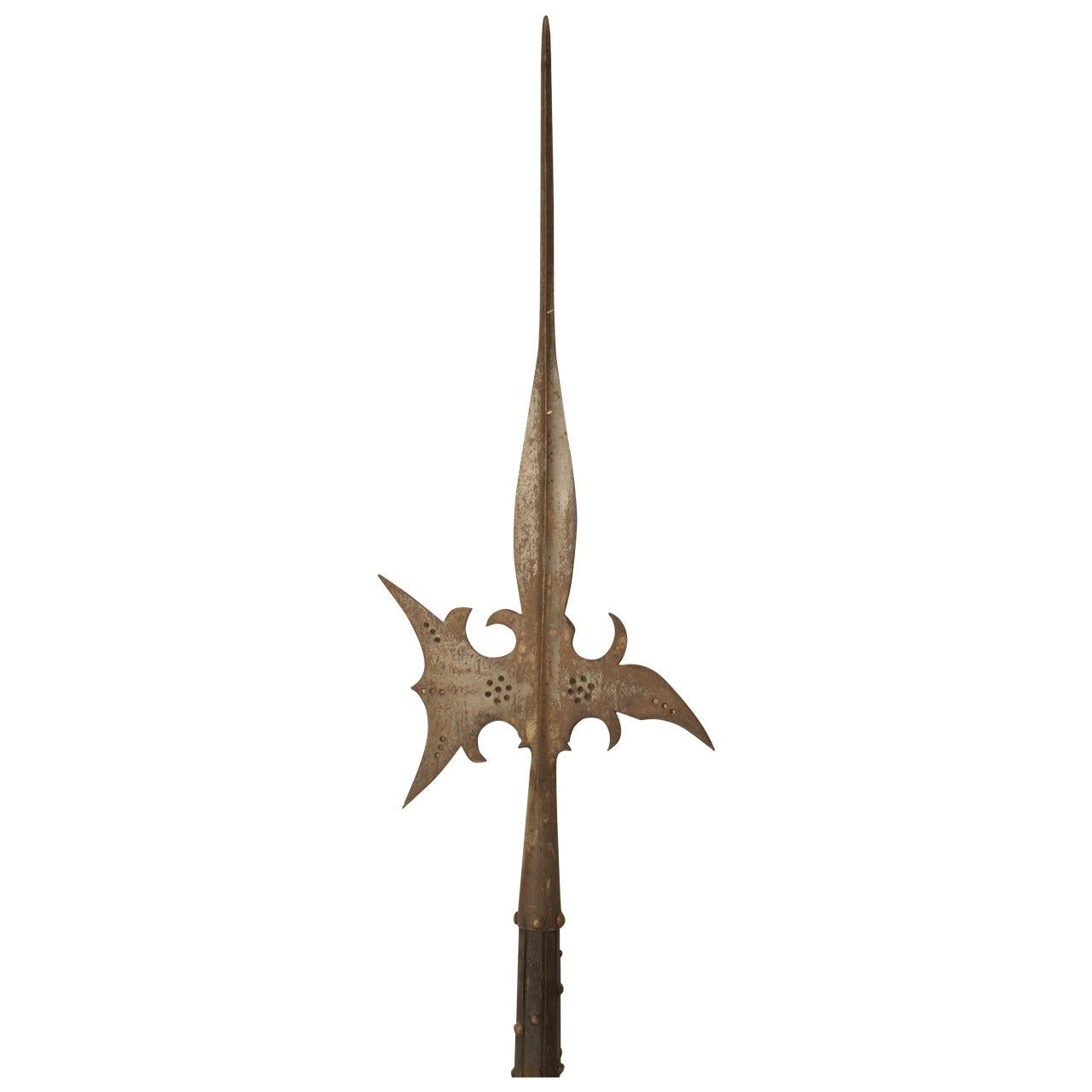 English Renaissance Style Wood and Iron Halberd For Sale