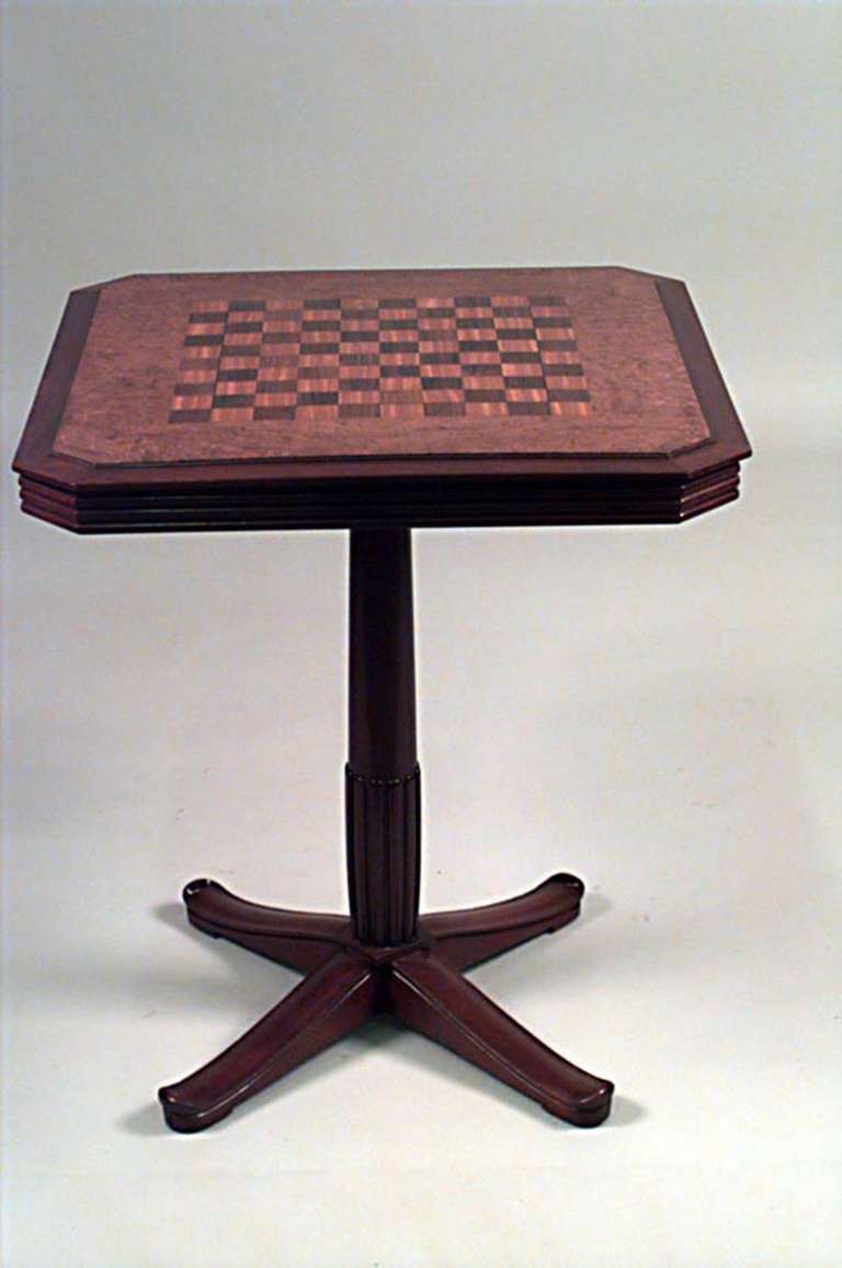 French Art Deco Mahogany Game Table In Good Condition For Sale In New York, NY