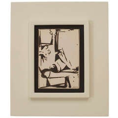 Small Framed Male Nude in Ink by Michael Loew, 1951