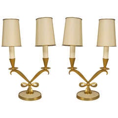 Pair of French Art Deco Table Lamps by Genet et Michon and Dominique
