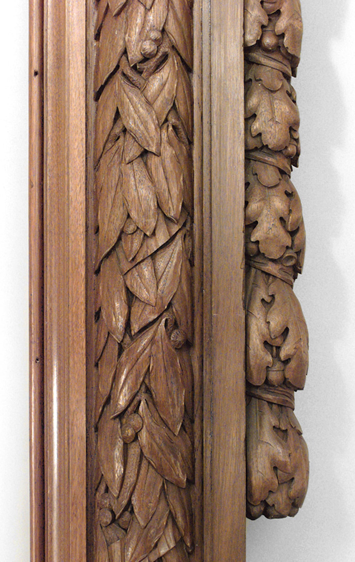 Three (3) 19th century English Georgian style mahogany carved archways with oak and laurel leaf designs, from the Belmont Estate, Long Island.