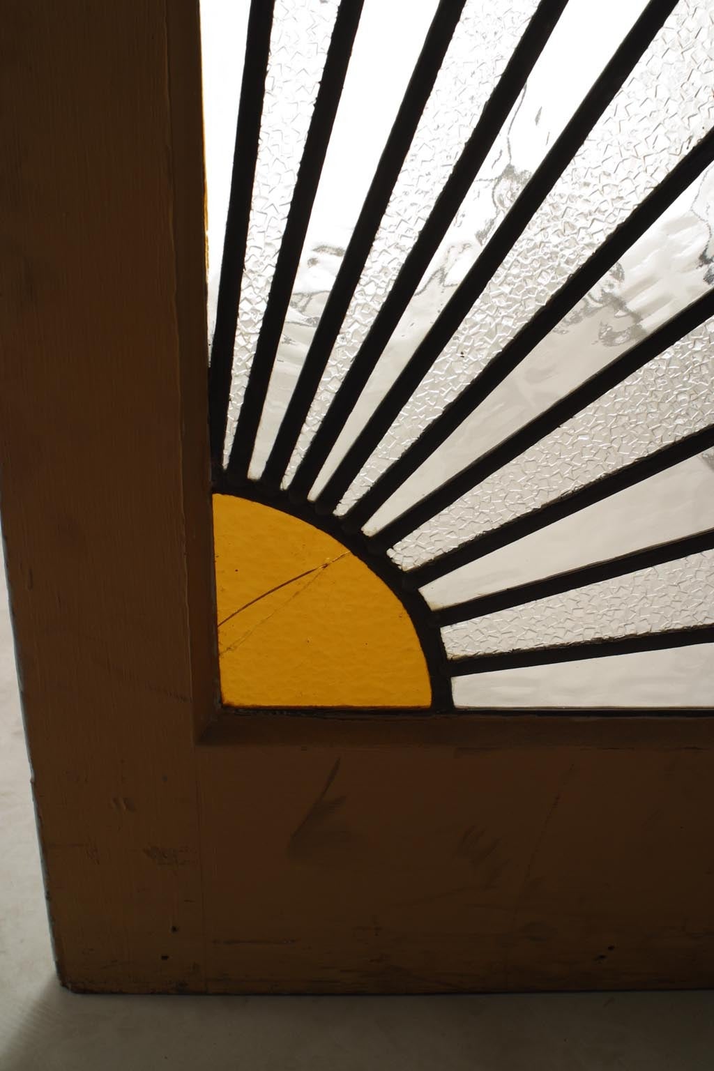 Par de puertas francesas Art Decó de cristal emplomado Sunburst Francés