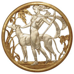 Important Art Deco Mythological Gilt Wall Plaque 4