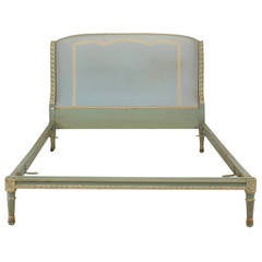 20th Century French Louis XVI Style Painted and Upholstered Bed