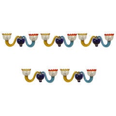 Five 1950s Italian Multicolored Murano Sconces Attributed to Gio Ponti 7