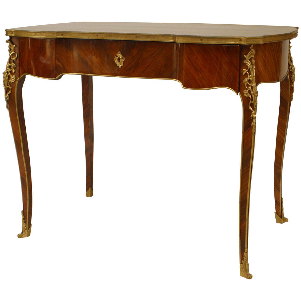 French Louis XV Style Parquetry Table Desk