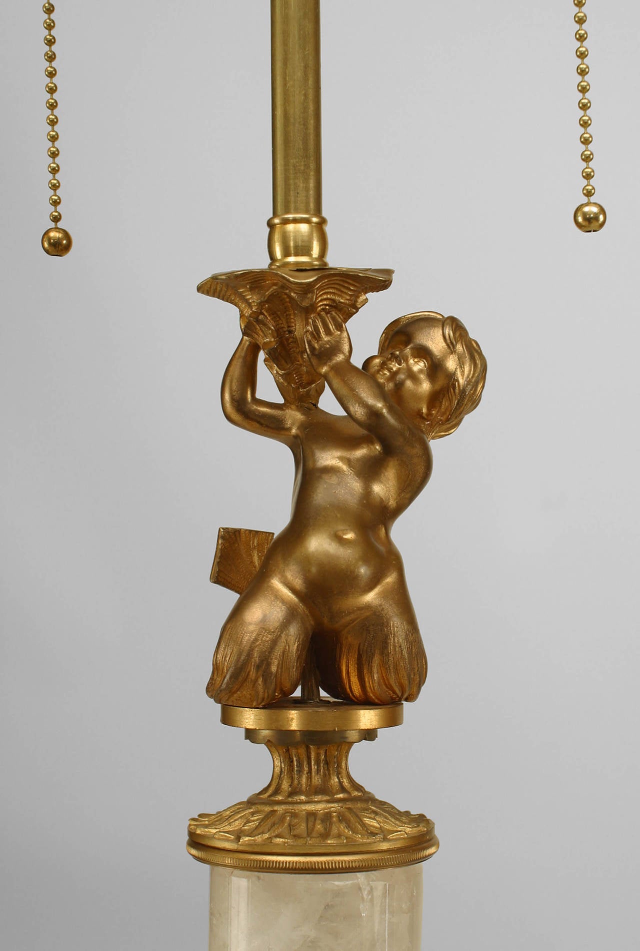 Pair of French Rock Crystal and Bronze Lamps
