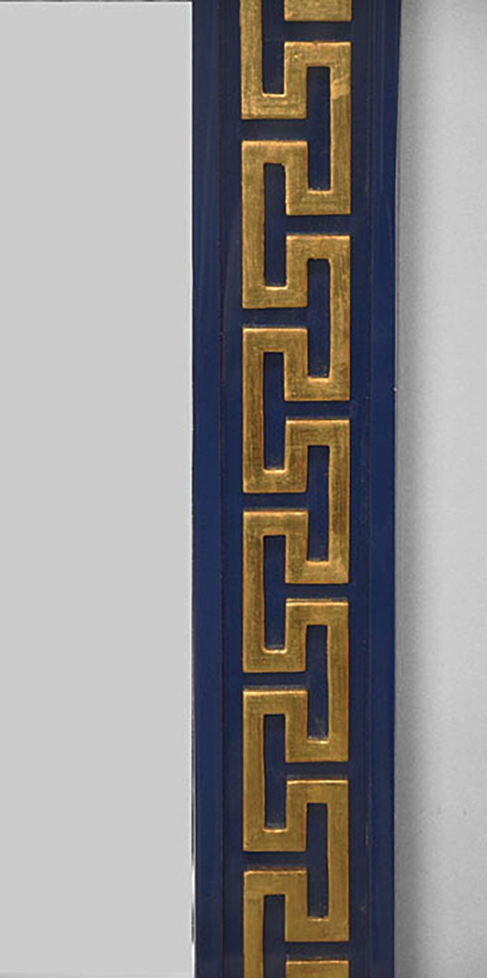 2 Italian Neoclassic-style (21st Century) blue painted lacquer wall mirrors with a parcel gilt Greek key design frame. (CAN BE MADE IN CUSTOM SIZE AND COLOR) (PRICED EACH)
