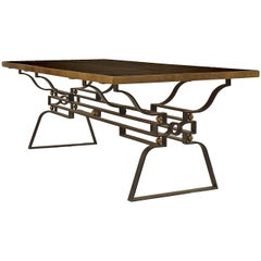 French Post-War Iron Geometric Dining Table